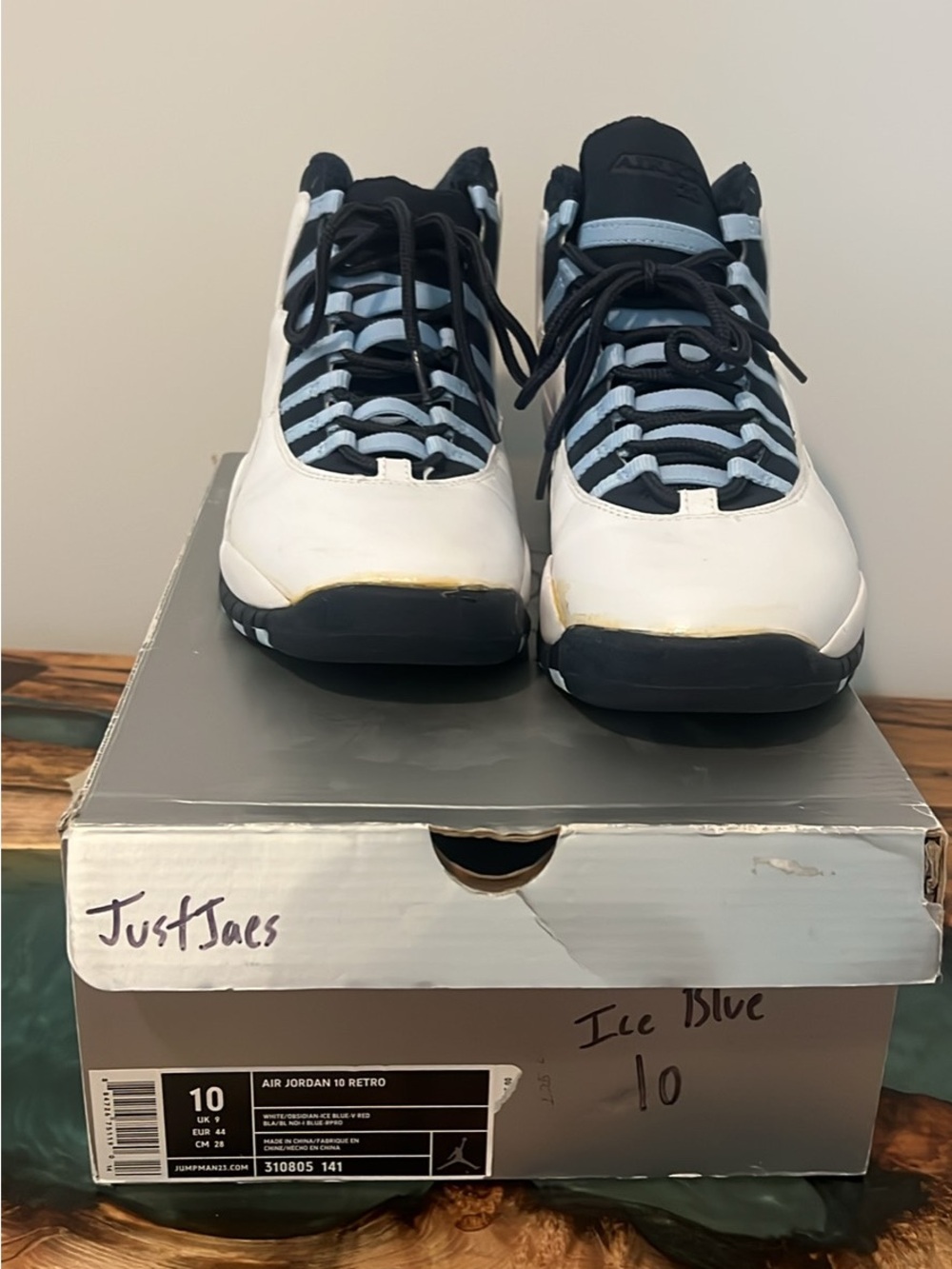 Jordan Air Jordan 10 Retro 2005 Ice Blue White/Black/Blue 310805-141 - Picture 6 of 9